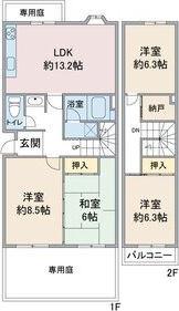 八事本町第二2号棟 1階(4SLDK/1階)の間取り写真