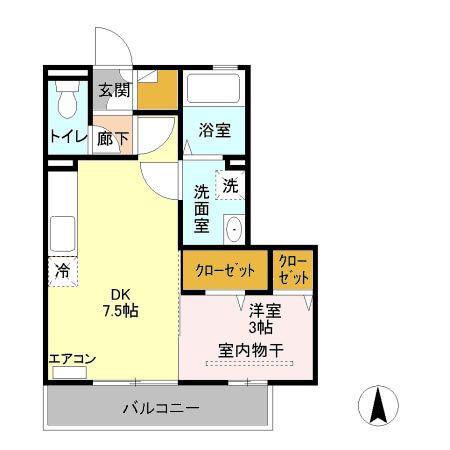 キャッスルロック(1DK/2階)の間取り写真