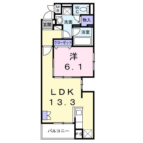 メゾングランディール新川崎(1LDK/5階)の間取り写真