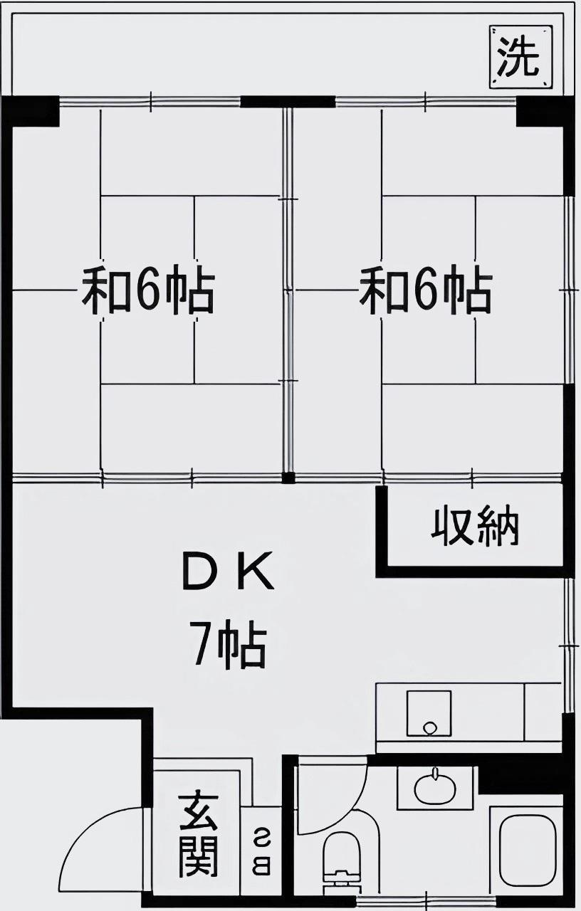 山口マンション(2DK/4階)の間取り写真