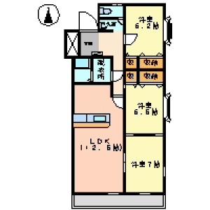 サンシティ貴船(3LDK/3階)の間取り写真