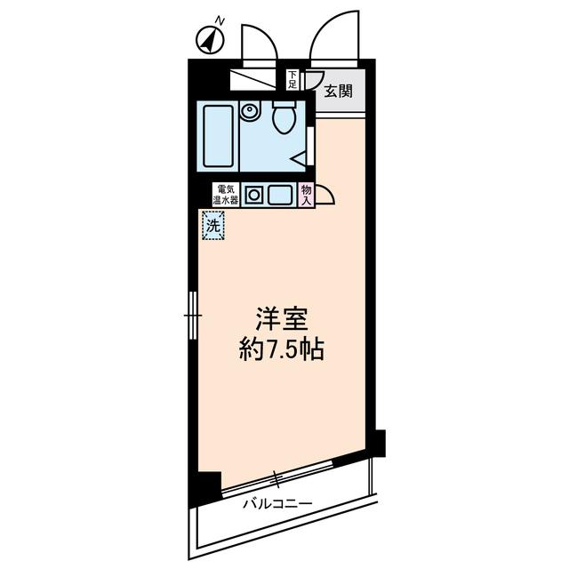 キャッスル日野台(ワンルーム/2階)の間取り写真