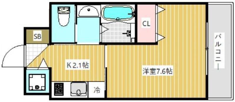 ラ・ティーダ上桂(1K/6階)の間取り写真