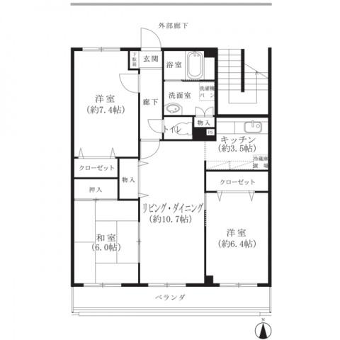 フォブール村上II(3LDK/3階)の間取り写真