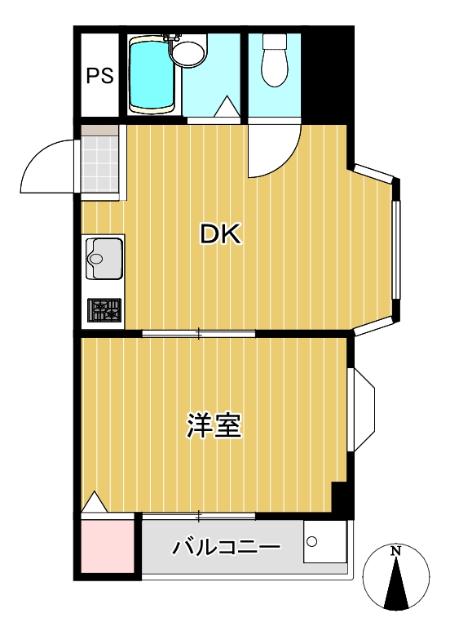 アルスターハウス(1DK/2階)の間取り写真