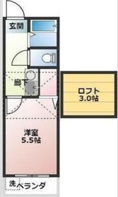 エッグハウス(ワンルーム/1階)の間取り写真