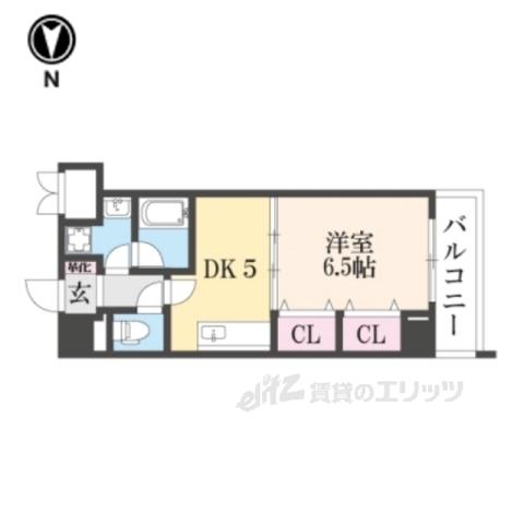 サンフークⅢ(1DK/6階)の間取り写真