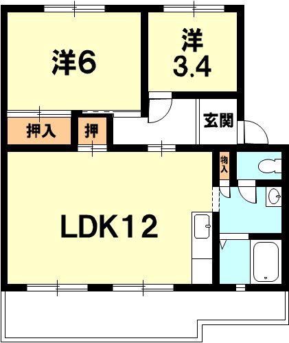 エルムハウス(2LDK/1階)の間取り写真