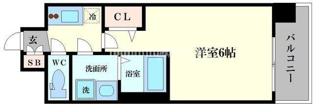 LC難波西III(1K/13階)の間取り写真