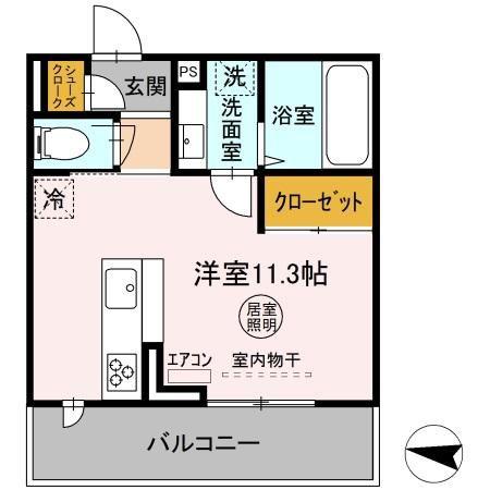 D-ROOM朝日(ワンルーム/3階)の間取り写真