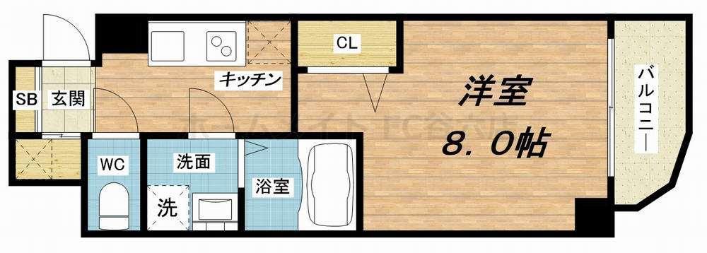 セレニテ本町ROJI 02(1K/2階)の間取り写真
