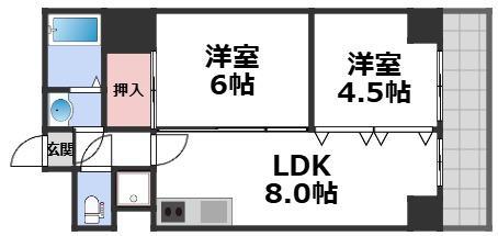 ウエンズ小路(2LDK/2階)の間取り写真