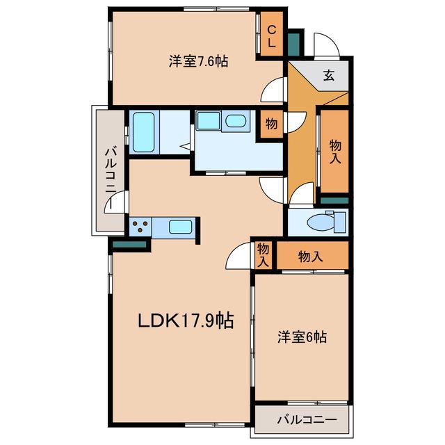 リューレント(2LDK/2階)の間取り写真