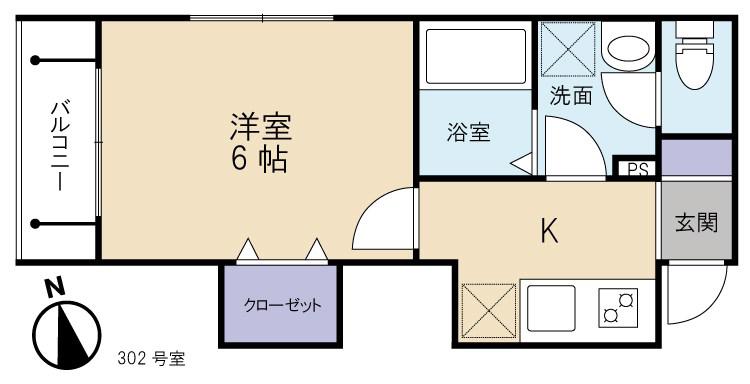 トミマサコート(1K/3階)の間取り写真