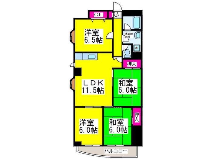ロータリービルド宿院(4LDK/2階)の間取り写真