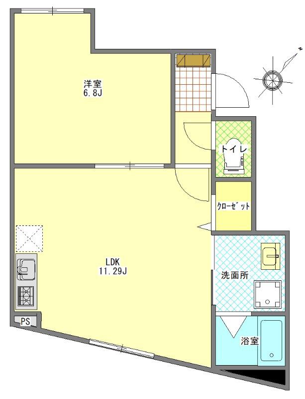 アピチェ西調布(1LDK/1階)の間取り写真