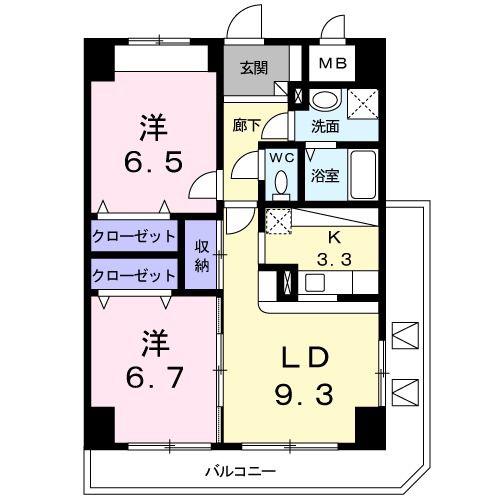 ティアラ(2LDK/3階)の間取り写真