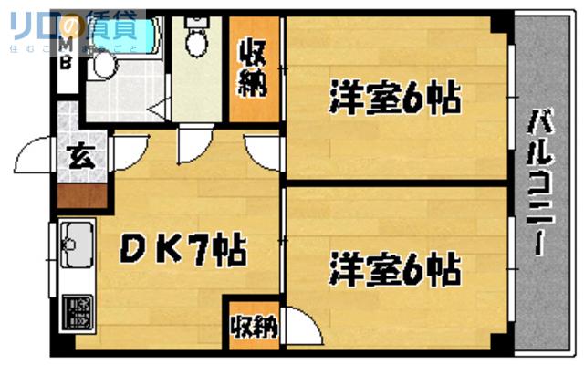 第2高光マンション(2DK/5階)の間取り写真