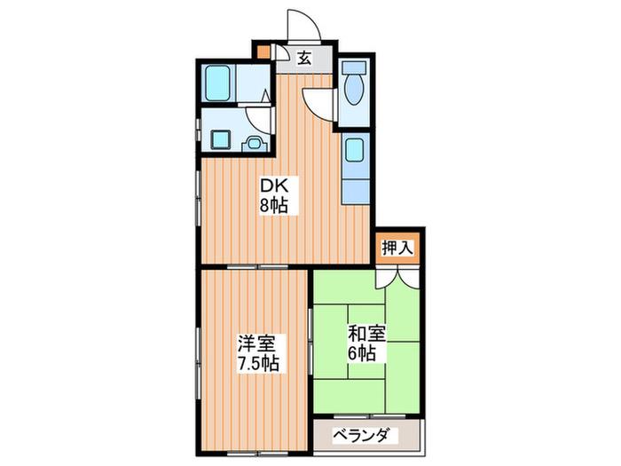 プリオール御幸(2DK/3階)の間取り写真
