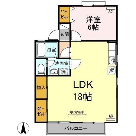 ドミール円座B(1LDK/2階)の間取り写真