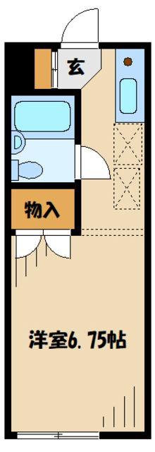パークサイド(1K/2階)の間取り写真