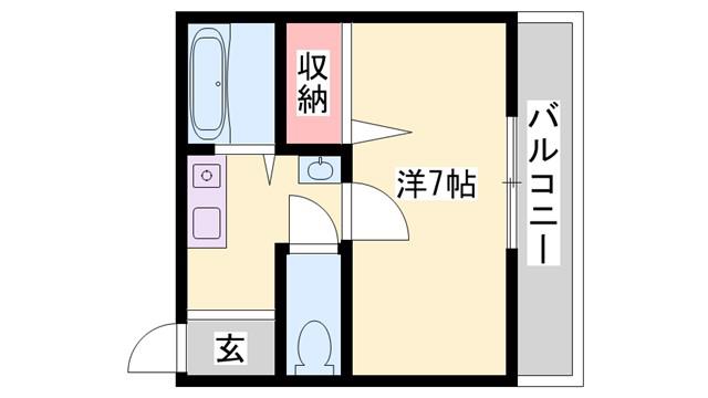 アルコラカーサ飾磨細江(1K/4階)の間取り写真