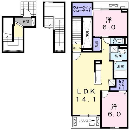 ブルーミンハイム(2LDK/3階)の間取り写真