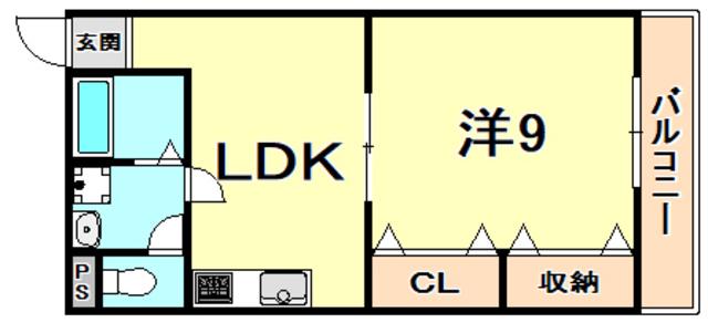 ヴィラMN-1(1LDK/3階)の間取り写真