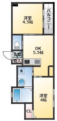 ドマーニ(2DK/4階)の間取り写真