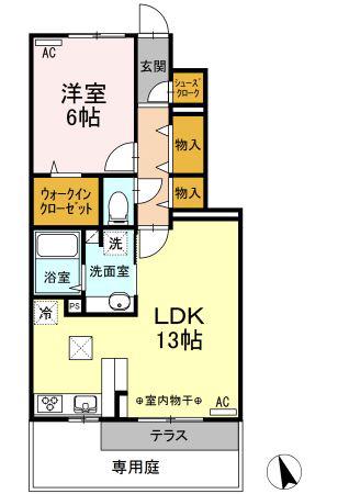 グロリオサ(1LDK/1階)の間取り写真