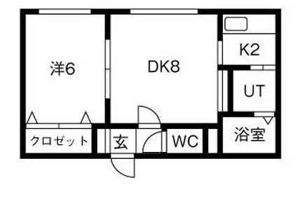 風のささやき(1LDK/2階)の間取り写真