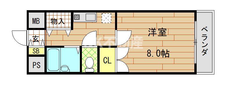ダイヤモンドメゾン高井田(1K/1階)の間取り写真