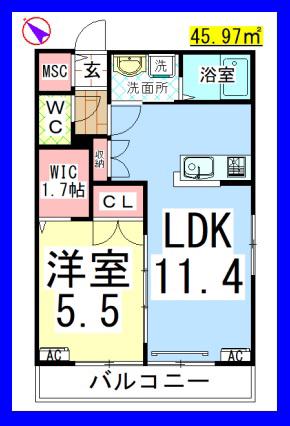 AF ラフィネス(1LDK/3階)の間取り写真