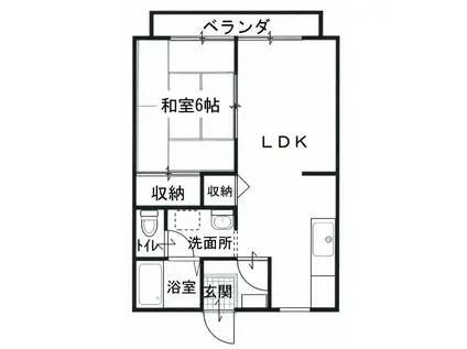 笠田ハイツ12号地(1LDK/2階)の間取り写真