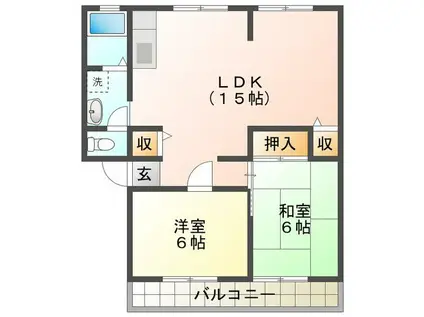 シャルマンハイツ(2LDK/2階)の間取り写真