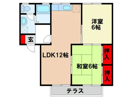 セジュール・プルニエ A棟(2LDK/1階)の間取り写真