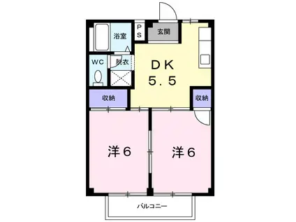 シティハイツ加藤(2K/2階)の間取り写真