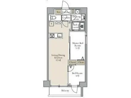 グランカーサ日暮里(2LDK/2階)の間取り写真