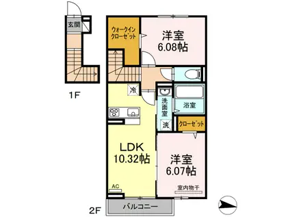 ソレイユ三原台(2LDK/2階)の間取り写真