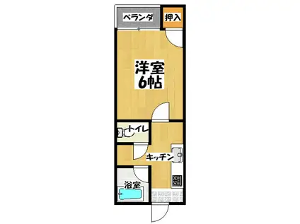 山野ハイツB(1SK/2階)の間取り写真