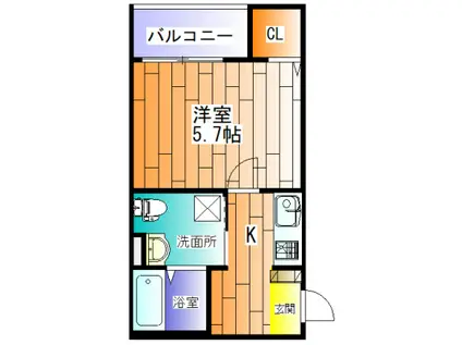 ヴィラクレール神戸(1K/1階)の間取り写真