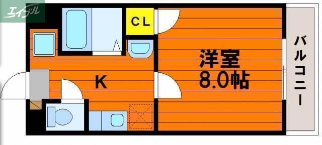 カレン下中野(1K/4階)の間取り写真