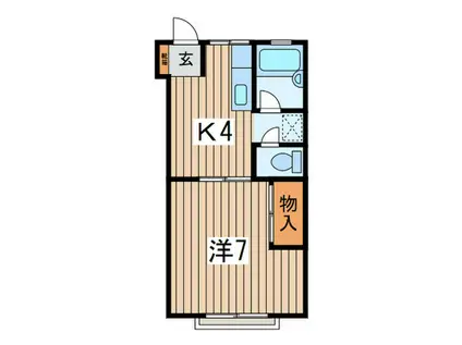 KAINOS袖ヶ浜(1K/2階)の間取り写真