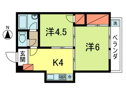 福田屋ビル(2K/4階)の間取り写真