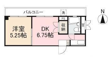 白川ハイツ(1DK/4階)の間取り写真