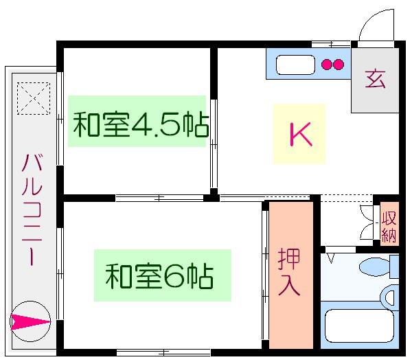 みまさかビル(2K/3階)の間取り写真