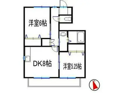 サニーフラット御立(2DK/1階)の間取り写真