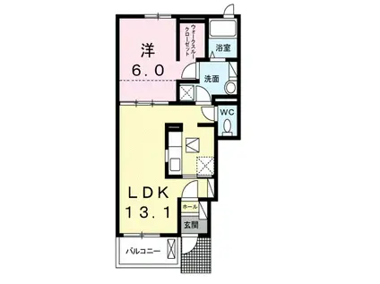 HABITATION (1LDK/1階)の間取り写真