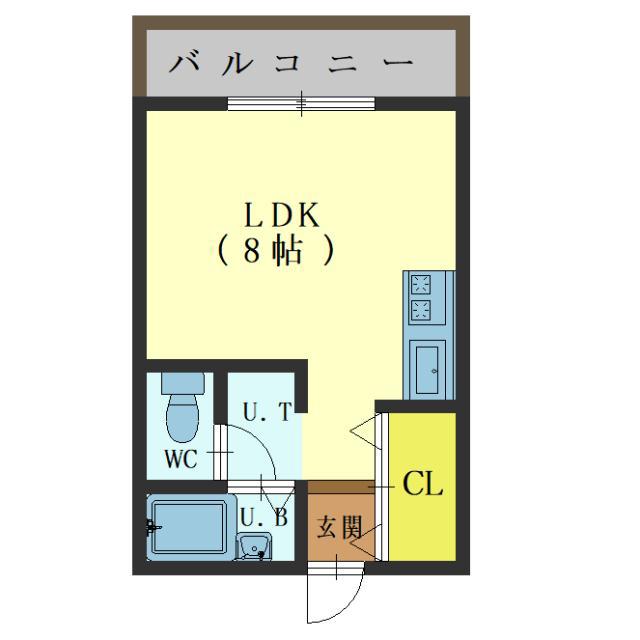 ダイワハイツ深堀(ワンルーム/2階)の間取り写真