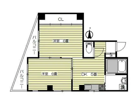引地ビル(2DK/5階)の間取り写真